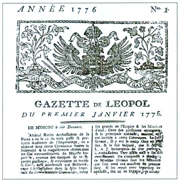   . Gazette de Leopol. 1776   :    