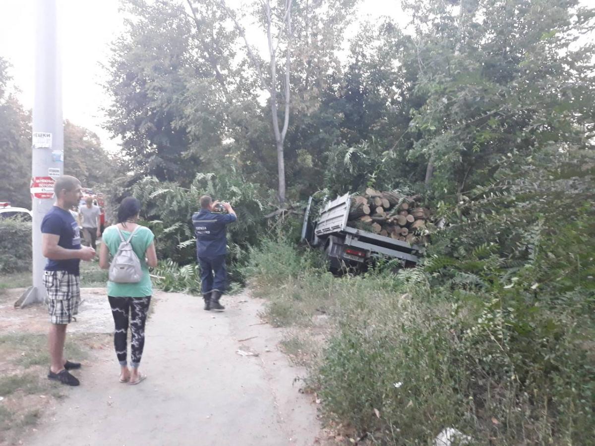  В Каменском вылетел в кювет груженный древесиной ЗИЛ